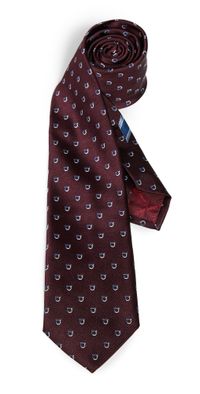 FERRAGAMO Jacquard Silk Tie Bordeaux One Size