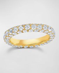 18k Gold 3-Side Diamond Band Ring, Size 6