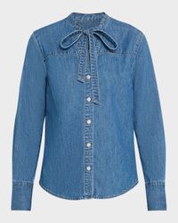 Gabby Denim Tie-Neck Shirt