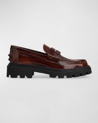 Leather Lug-Sole Penny Loafers