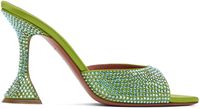 Amina Muaddi Green Caroline Crystal 95 Heeled Sandals
