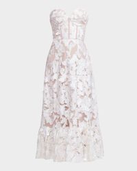 Lauren Butterfly-Embroidered Corset Midi Dress
