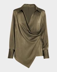 Fluid-Satin Relaxed Wrap Shirt