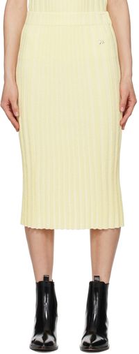 Maison Kitsuné Jupe midi jaune à logo de renard