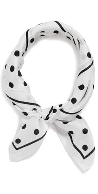 Lele Sadoughi Polka Dot Square Satin Scarf Jet Ivory One Size