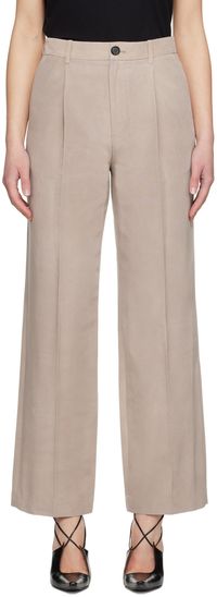 UMBER POSTPAST Pantalon beige à plis
