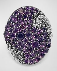 Rhodolite Garnet Pave Ring in Sterling Silver, Size 7