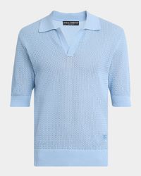 Men's Cotton Mesh Knit Johnny Collar Polo Shirt