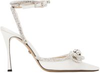 MACH & MACH Chaussures à talon aiguille blanches en satin à boucle étagée