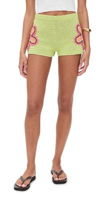 The Wolf Gang Elke Crochet Shorts Lime XL