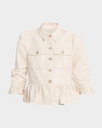 Delanie Ruffled Vegan Leather Jacket