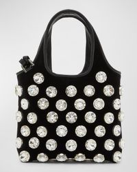 Grocery Small Tote Bag in Velvet with Crystals