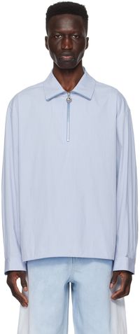 Solid Homme Polo bleu à demi-glissière