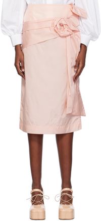Simone Rocha Pink Pressed Rose Midi Skirt