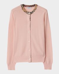 Check Collar Crewneck Cardigan