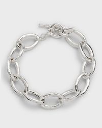 Mini Hammered Bastille Link Bracelet in Sterling Silver