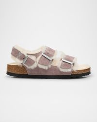 Milano Suede Shearling Slingback Sandals
