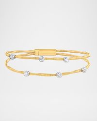 Twisted Wire Two-Row 6-Stone Diamond Bangle in 18K Gold