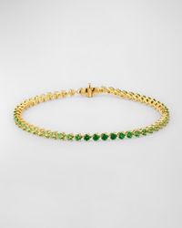 Rainbow 18K Yellow Gold Ombré Green Tsavorite Tennis Bracelet