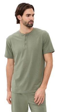 Lunya Slumberknit Henley Tee Shaded Olive L