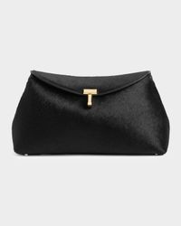T Lock Flap Horsehair Clutch Bag
