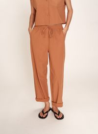 Grace Et Mila - Pantalon droit en coton - Taille L - Marron