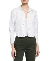 Janelle Slim Cropped Jean Jacket with Raw Hem
