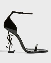 110mm Opyum YSL Patent Leather Sandals with Black Hardware
