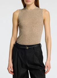 Selected - Débardeur ajusté côtelé - Taille XL - Beige