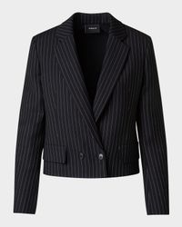 Adele Pinstripe Double-Breasted Short Jacket