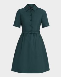 Short-Sleeve Belted Mini Shirtdress