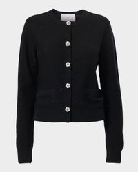 Shimmering Wool Crewneck Cardigan