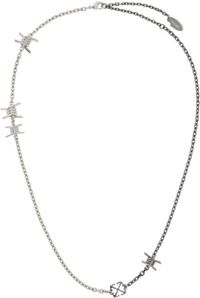 Off-White Silver & Gunmetal Barbed Wire Motif Two-Tone Necklace