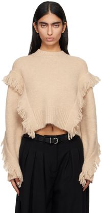 3.1 Phillip Lim Beige Fringe Crewneck Sweater