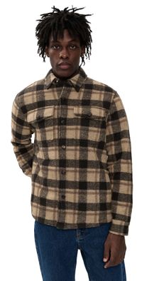 Faherty Range Fleece Lined CPO Shirt Jacket Shadow Earth Plaid S