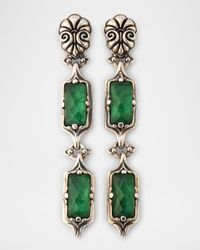 Ivy Rock Crystal, Aventurine and MOP Triplet Earrings