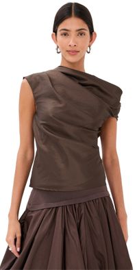 SIMKHAI Vivia Draped Top Chocolate 4