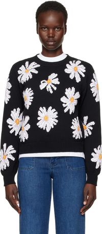 Moschino Pull noir à motif de marguerites imprimé