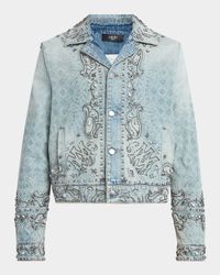 Men's Crystal Bandana Denim Jacket