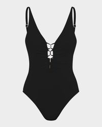 Island Goddess Plunge One-Piece Swimsuit