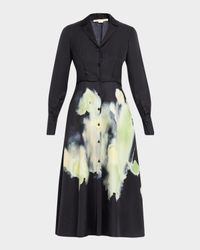 Watercolor Floral Silk Shirtdress