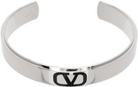 Valentino Garavani Silver & Black VLogo Signature Cuff Bracelet