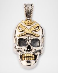 Men's Hydra Sterling Silver and 18K Gold Skull Pendant