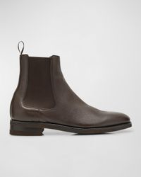 Men's Saffron Grained Leather Chelsea Boots