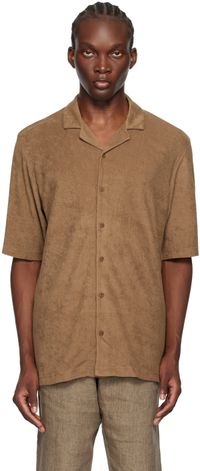 Sunspel Chemise brune en tissu éponge