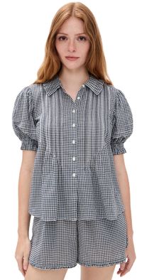 Birds of Paradis Jess Blouse Inkwell Gingham M