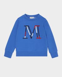 Boy's Tricolor Embroidered M Logo Sweatshirt, Size 12-14