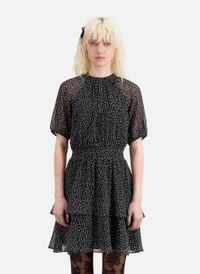 The Kooples - Robe courte col rond à pois - Taille 4 - Noir
