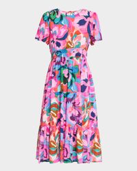 Tiered Floral-Print Cotton Midi Dress