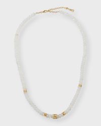 Gold & Diamond Multi-Rondelle Rainbow Moonstone Necklace